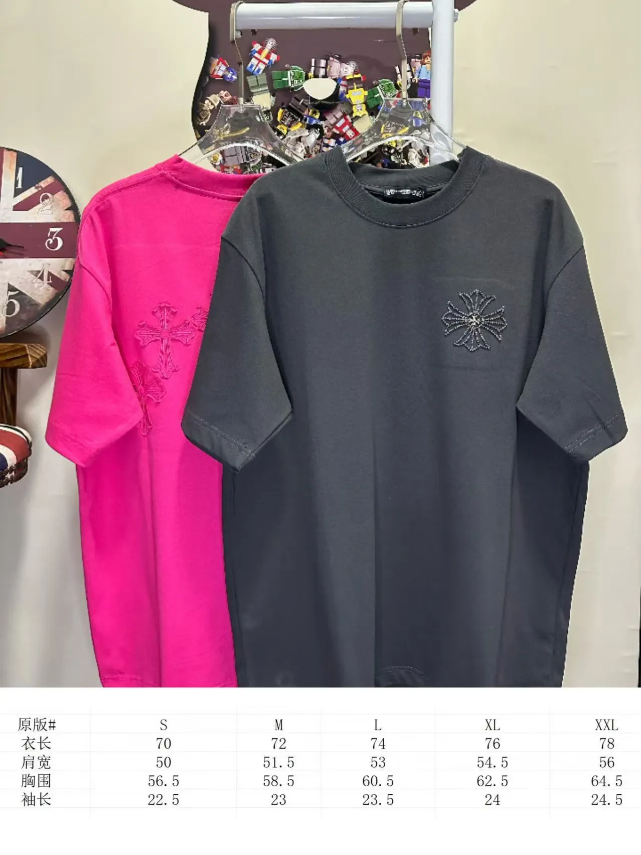 L 26876# 𝗖𝗵𝗿𝗼𝗺𝗲 𝗛𝗲𝗮𝗿𝘁𝘀 New Arrival Original ！ ： ➕100% 。 ： 🪡 ：White Black Gray Size：S XXL